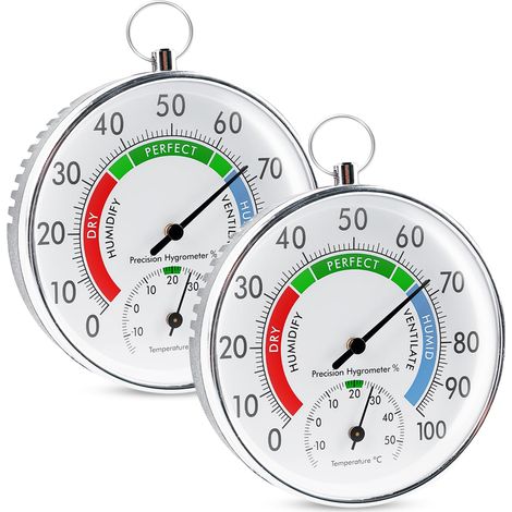 Set Aus 2 Analogen Thermometer-hygrometern Mit Aufhängering