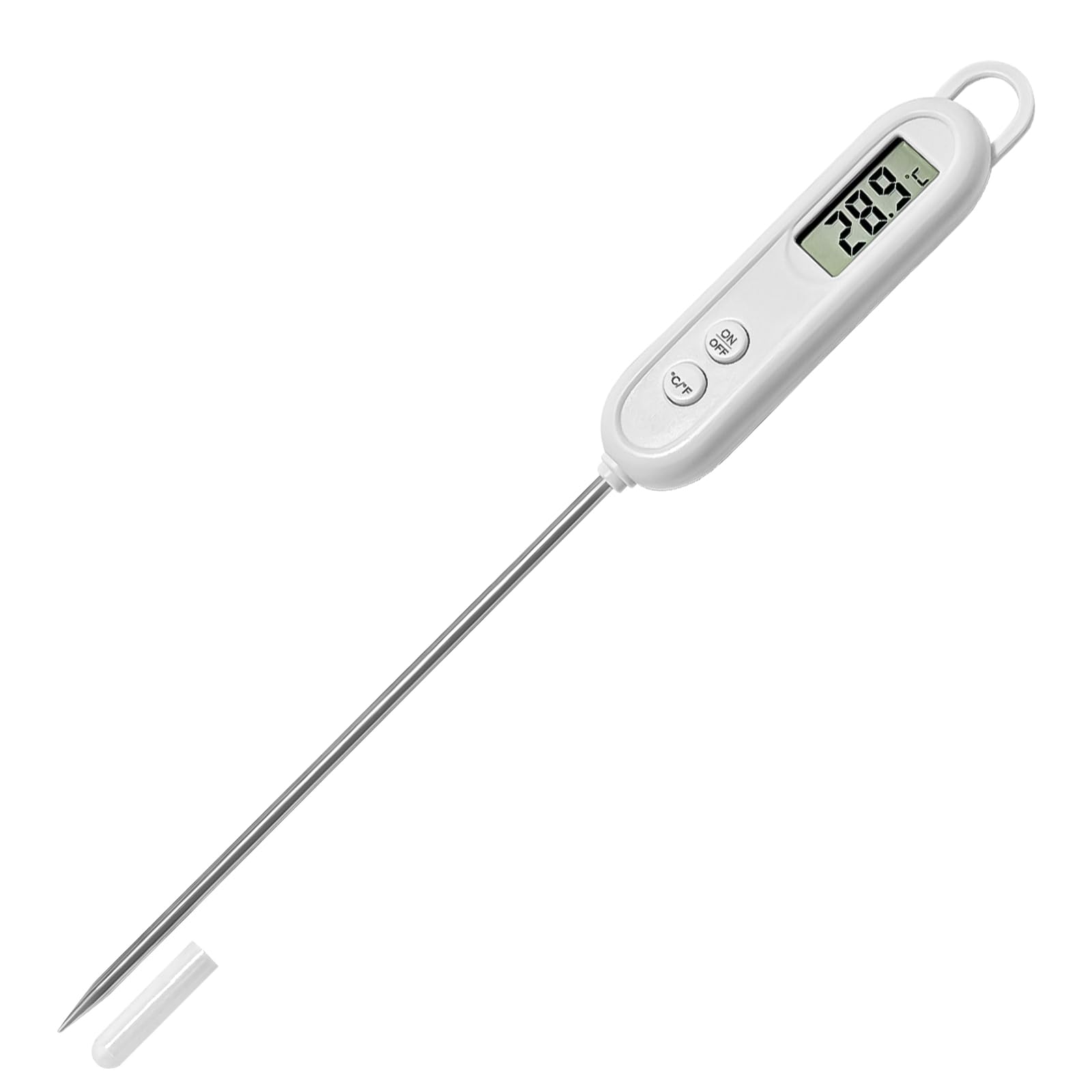 Küchenthermometer, Digitales Fleischthermometer Mit Langer Sonde, Lebensmittelthermometer, Lcd-bildschirm, °f/°c-taste.
