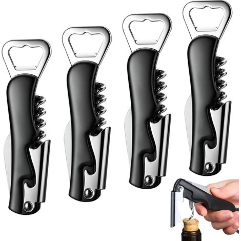 Multifunktionaler Taschenkorkenzieher, 4er-set, Weinöffner, Flaschenöffner, Messer, Für Bar, Zuhause, Geschenk