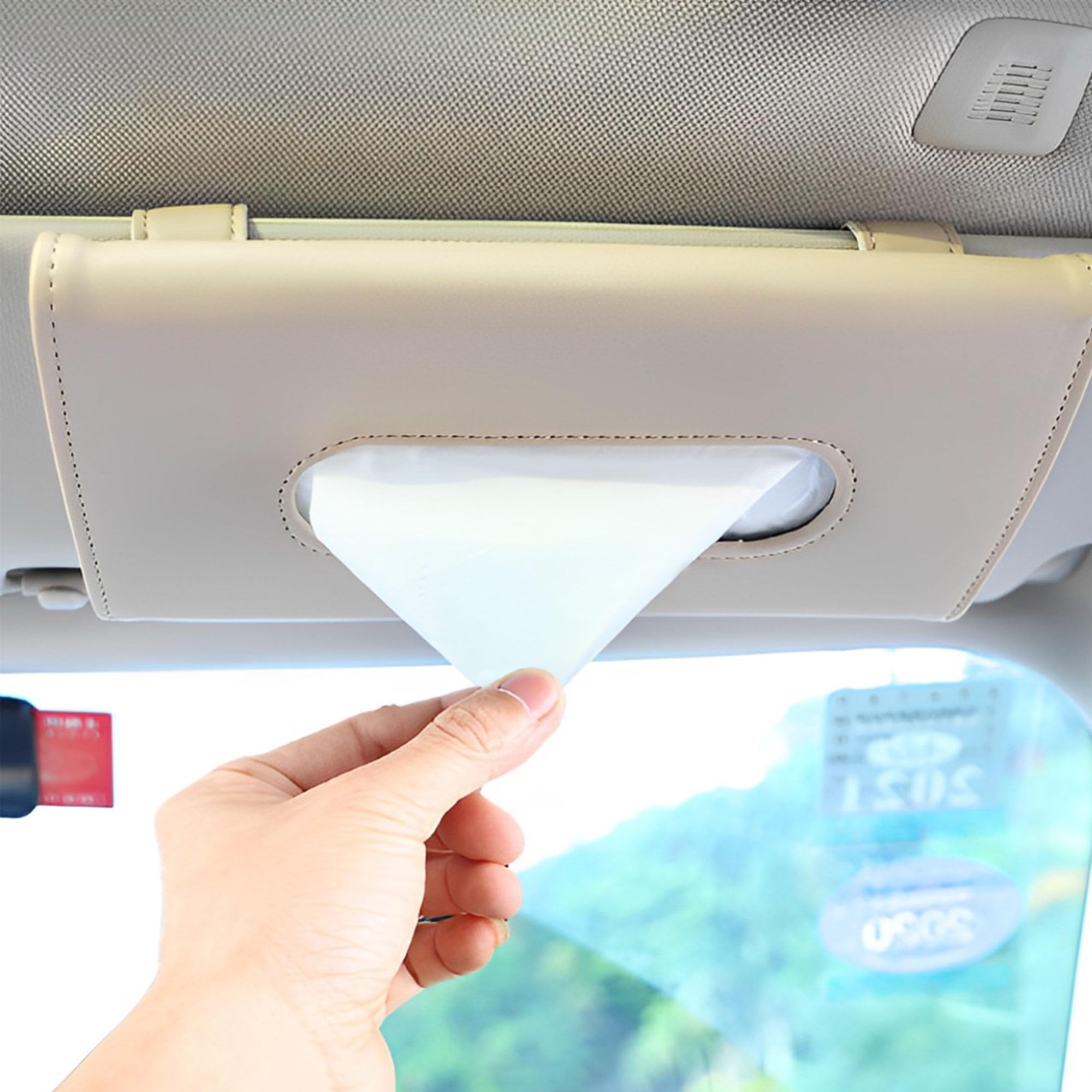 Taschentuchbox Für Die Sonnenblende Im Auto, Taschentuchhalter Zum Anclipsen Für Rücksitz Und Rückenlehne (beige)