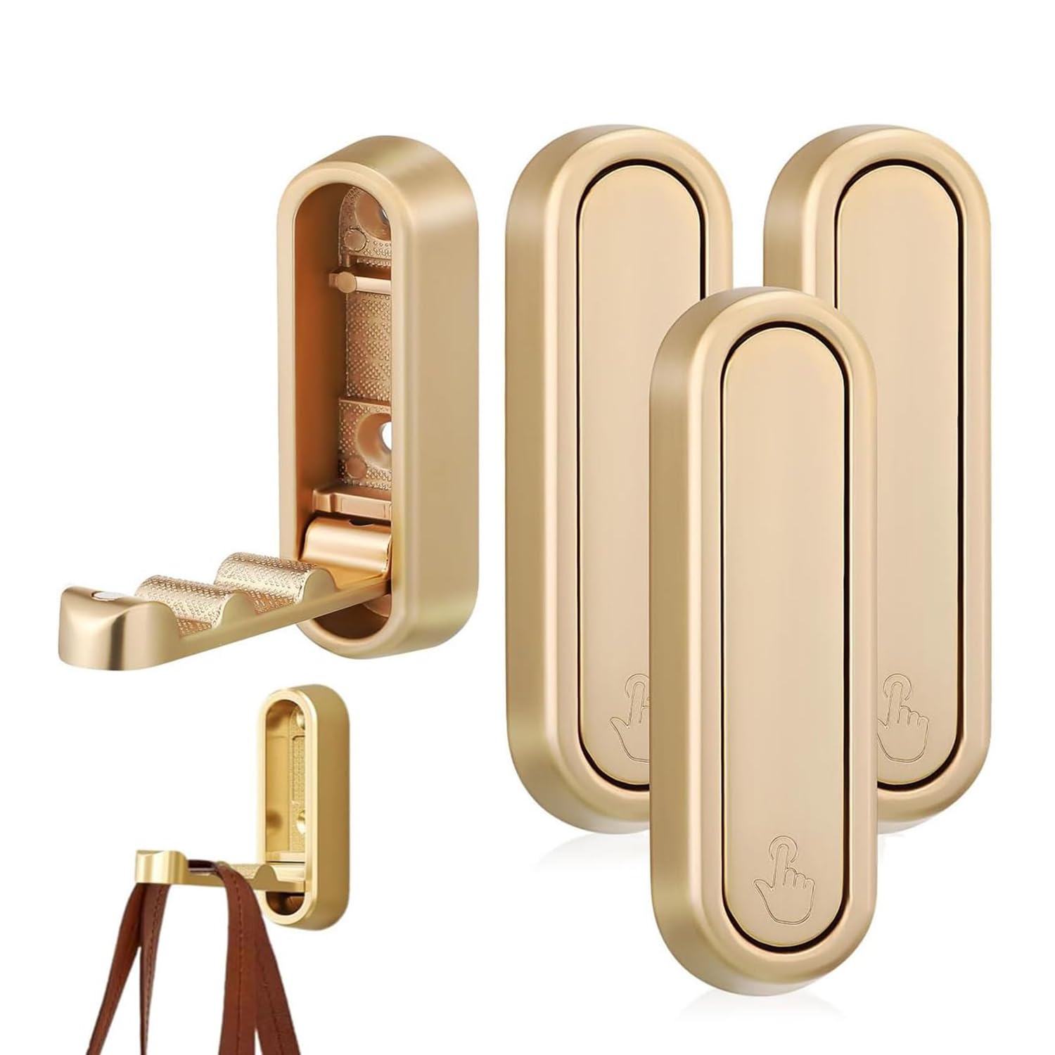 Stück Klappbare Wandhaken, Aluminium-wandhaken, 90-grad-klapphaken, Unsichtbare Kleiderhaken (gold)