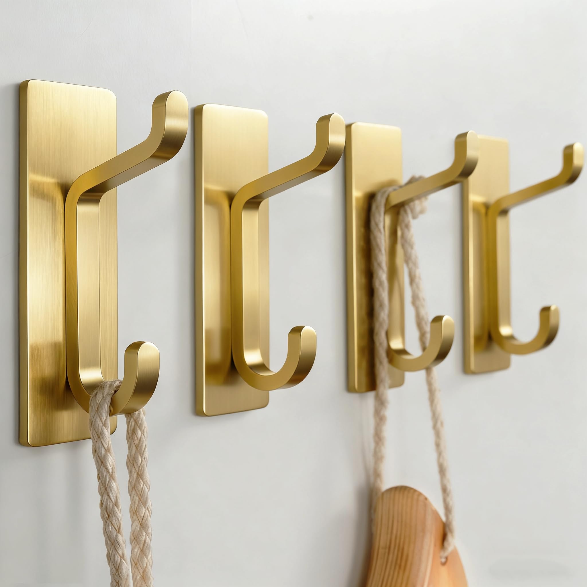 Selbstklebende Haken: 13 Lb (ca. 6 Kg) Starke Haken, Kleiderhaken, Handtuchhaken Fürs Badezimmer, Wandhaken Für Die Küche, 4er-set Vergoldet.