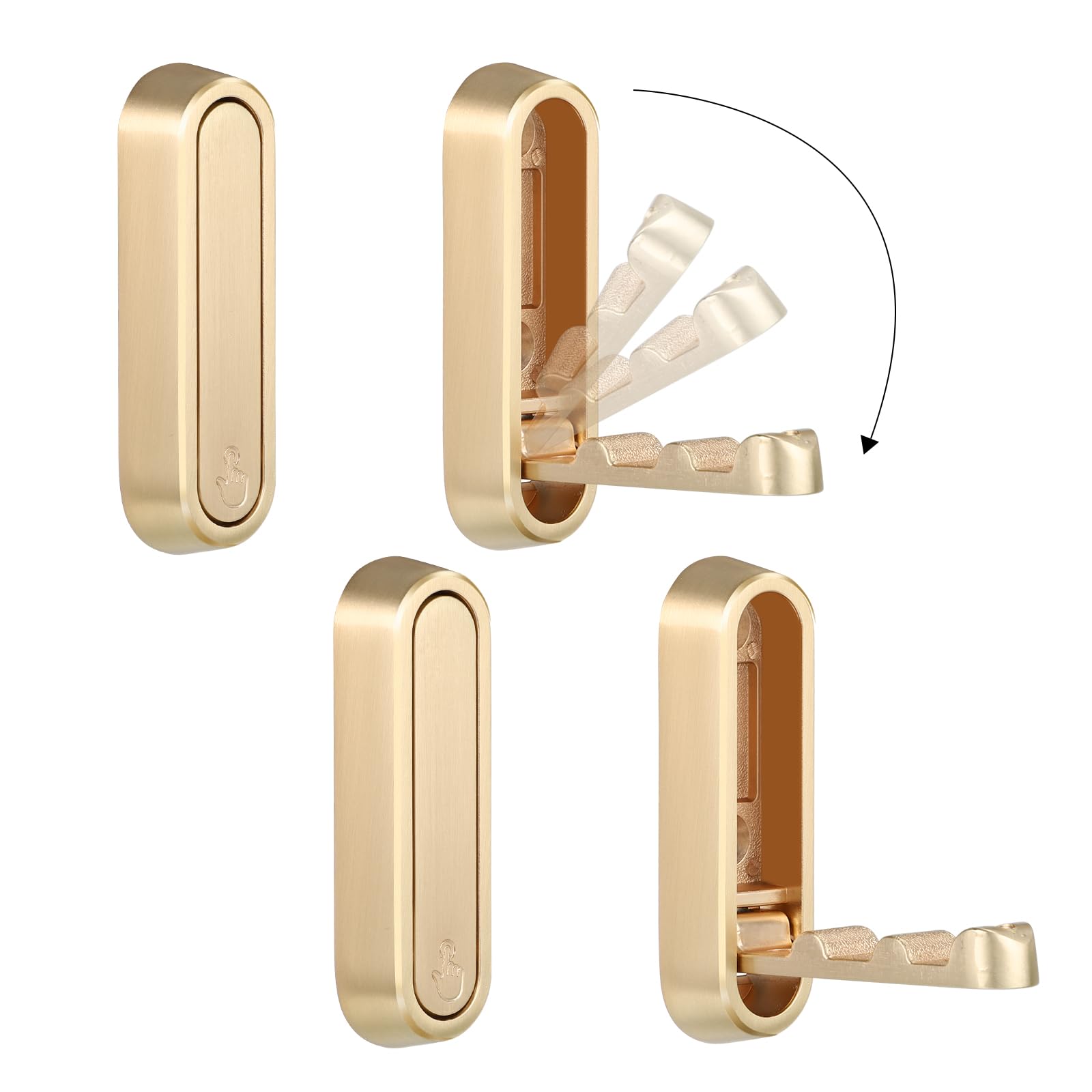Klappbare Wandhaken, Klappbare Goldene Kleiderhaken (4er-set), Robuste Klapphaken, Handtuchhaken