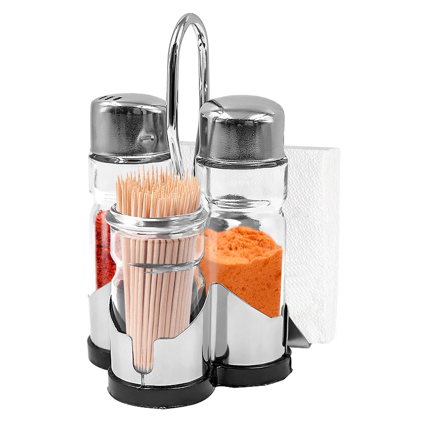 3-teiliges Salz- Und Pfefferstreuer-set, Edelstahlbehälter, Für Zahnstocher, Taschentücher, Salz Und Pfeffer