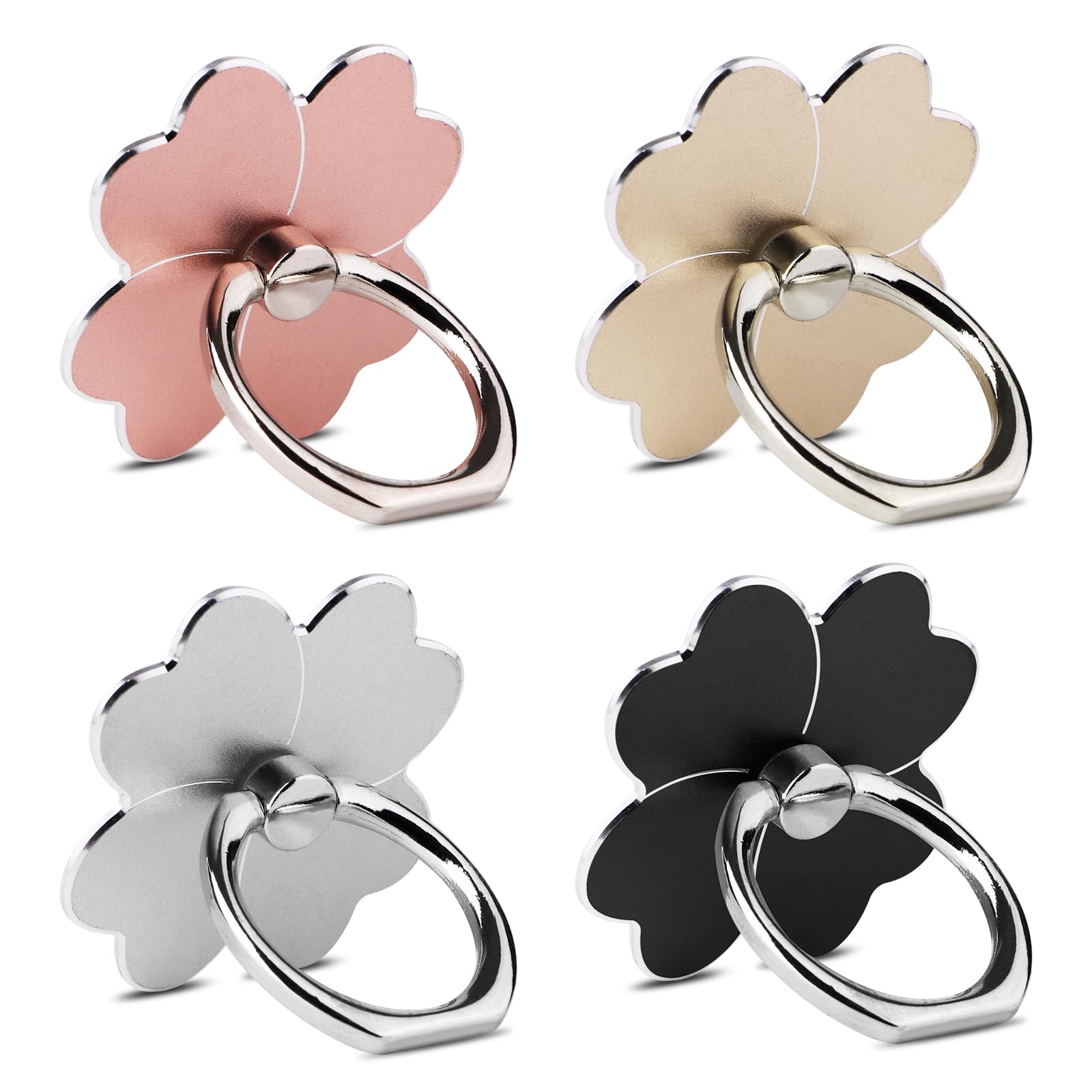 Blumenförmiger Handyhalter, Bestehend Aus 4 Ringen, Mit 360°-drehung Und 180° Verstellbarem Haltering.