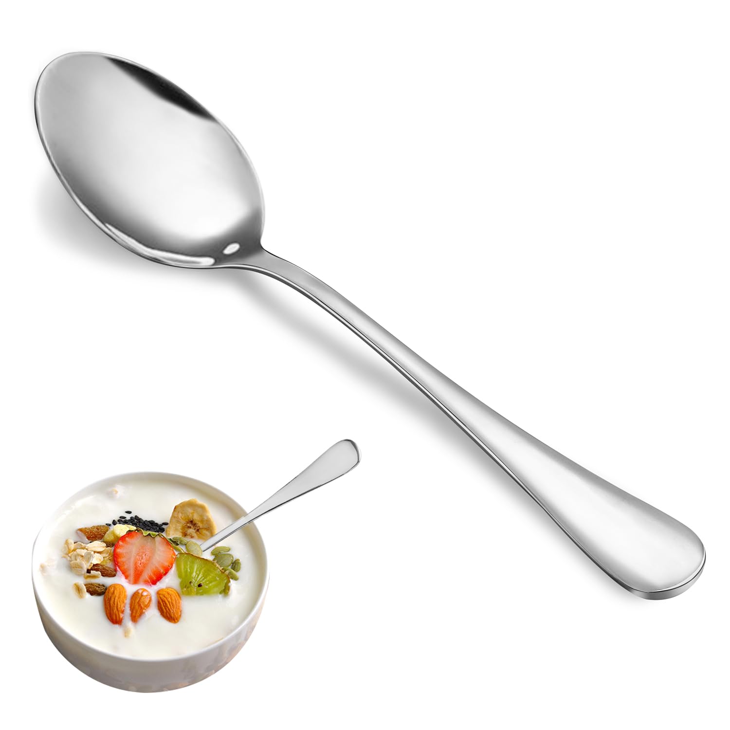 Teeservice, 16-teilig, 17 Cm Lange Silberlöffel, Hochwertige Teelöffel Aus Lebensmittelechtem Edelstahl.
