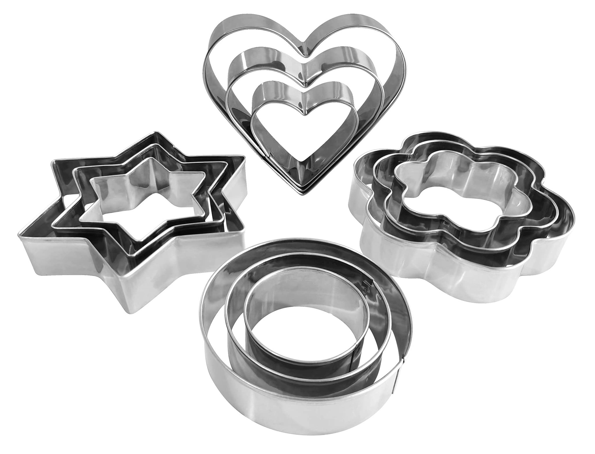 Ausstechformen-set Aus Metall – Herz-, Stern-, Kreis- Und Blumenformen – 12-teilig