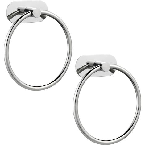 Set Mit 2 Selbstklebenden Handtuchringen, Geeignet Für Badezimmer Und Küchen, Mit Starkem Klebstoff, Kein Bohren Erforderlich, Aus Edelstahl.