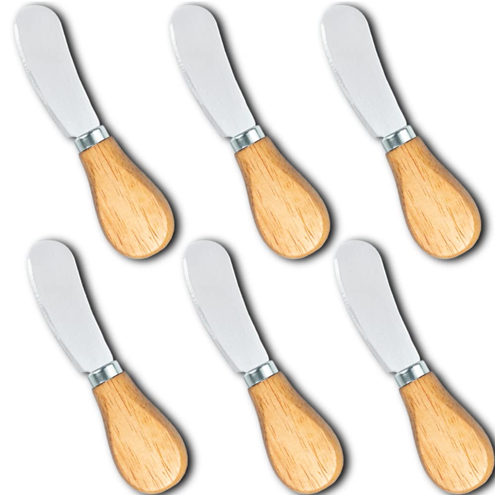 Set Aus Mini-frischkäsestreichern, 12,7 Cm (5 Zoll) Lange Buttermesserverlängerung Aus Edelstahl In Holzfassung