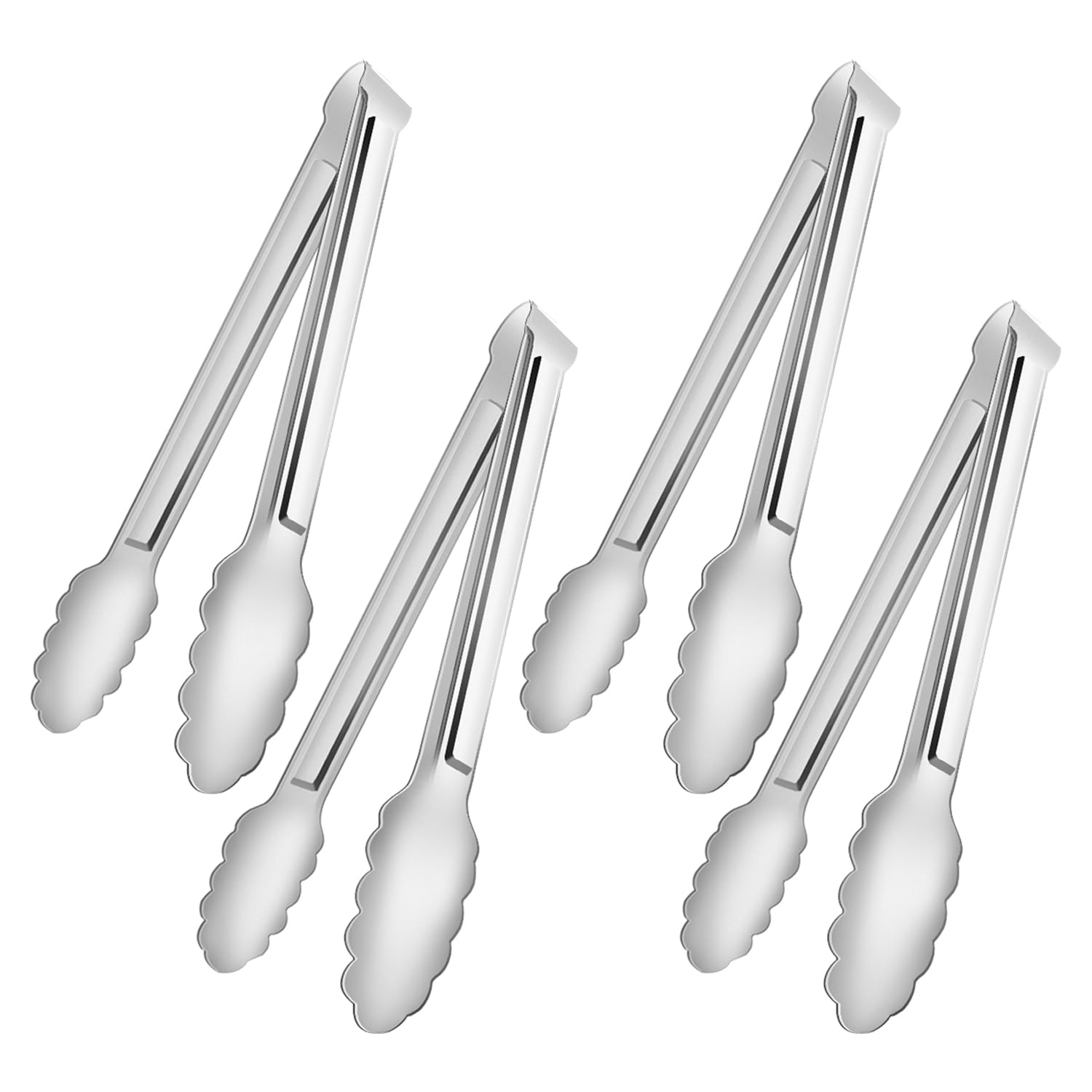 Ein Set Aus 4 Buffetclips: Küchenclips Aus Metall Und Kleine Tischclips Aus Edelstahl Silberfarben.