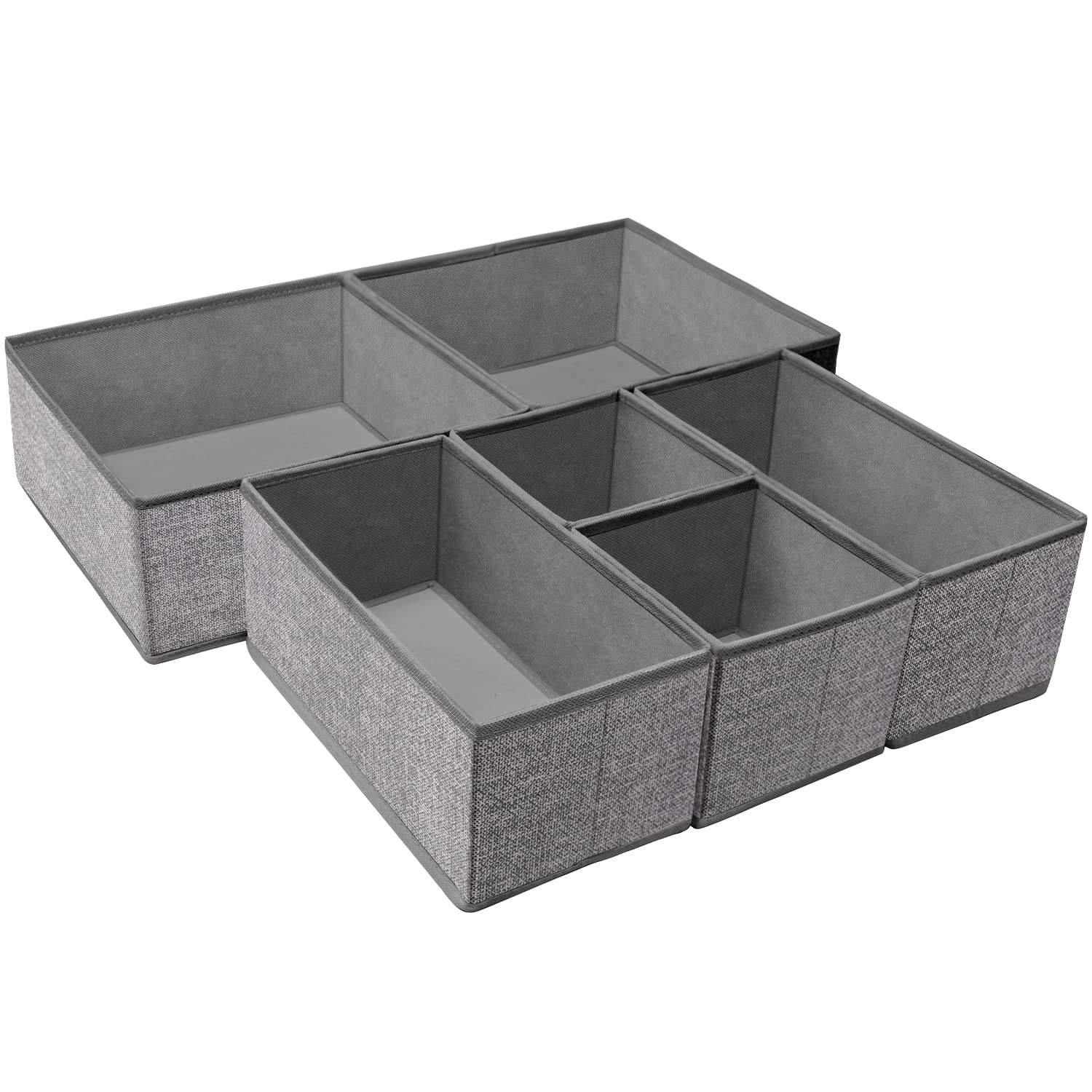 Faltbarer Schubladenorganizer Für Unterwäsche, Aufbewahrungsbox Für Kleidung Und Socken (6 Boxen, Grau)