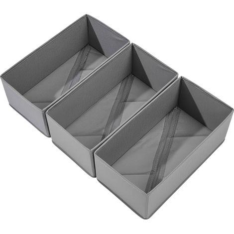 3-teiliger Socken-schubladenorganizer – Faltbare Aufbewahrungsbox Aus Stoff, Unterwäsche-trenner, Grau