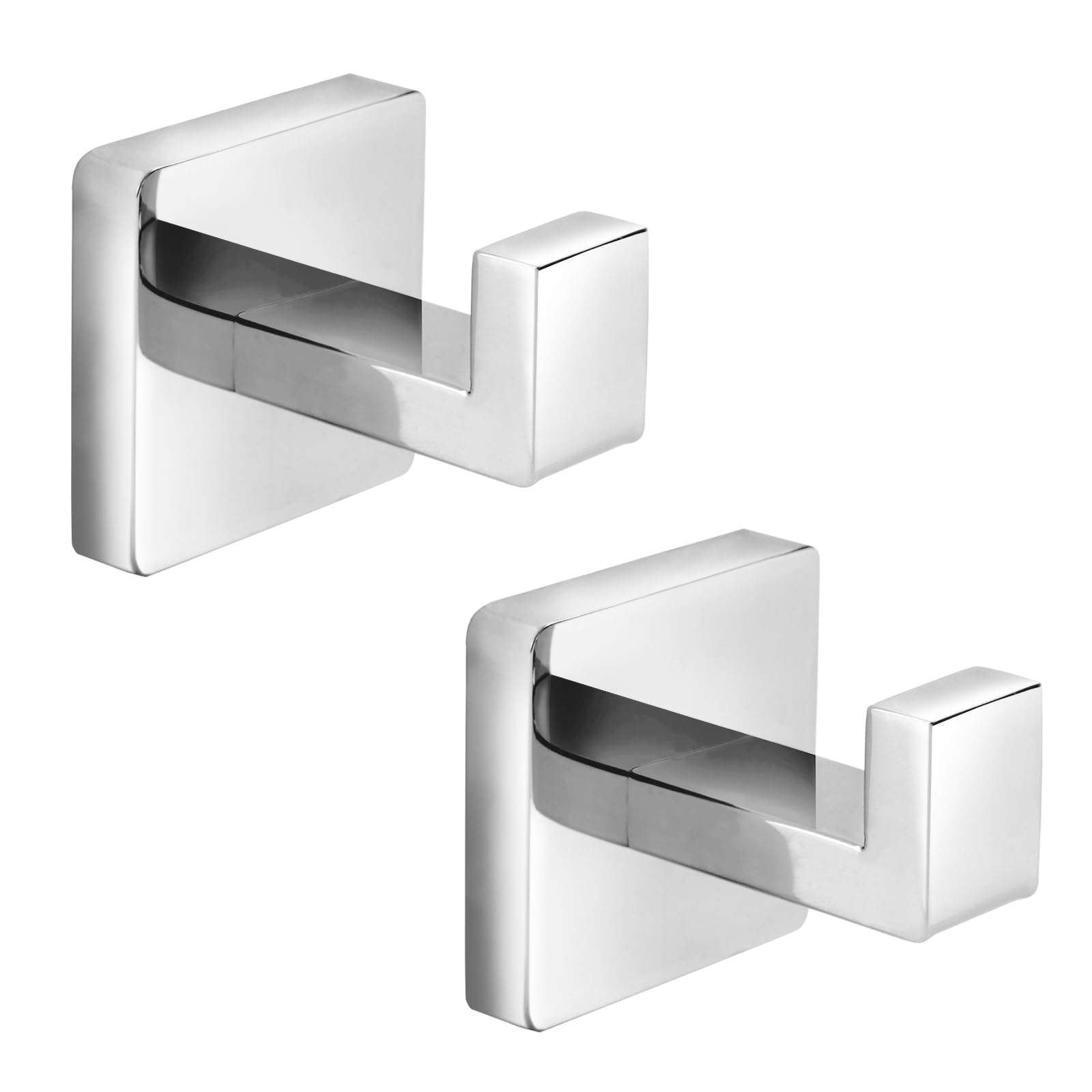 Hochwertige Handtuchhaken Aus Edelstahl, Quadratische Wandhaken Für Bademäntel, 2er-set, Verchromt Und Poliert, Hotelqualität