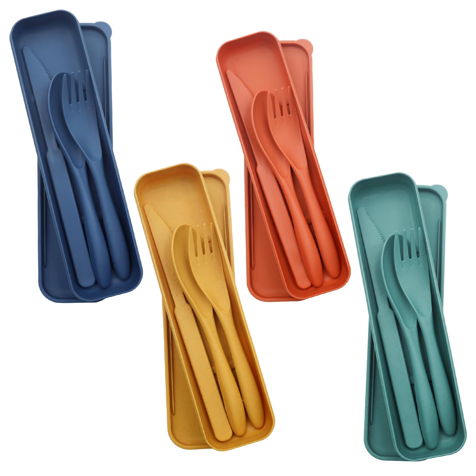 4-teiliges Besteckset Mit Etui, Tragbares Besteckset, Reisebesteck, Messersets (4 Farben)