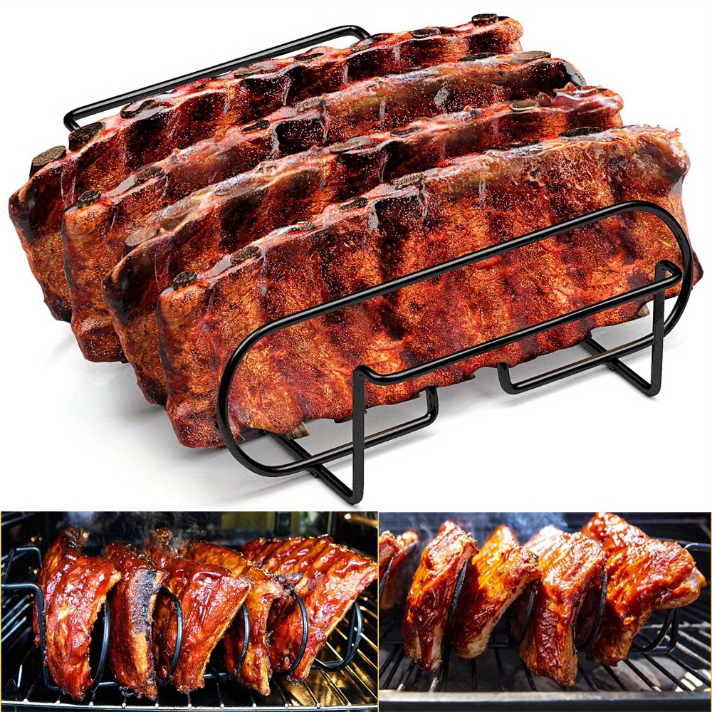Rippchenhalter Aus Edelstahl – Für 4 Ganze Schweinerippchen – Tragbares Grillwerkzeug