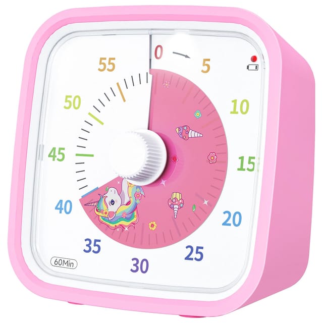 Visueller Timer Im Einhorn-design (mit Schutzhülle) — Universeller 60-minuten-timer (design: Rosa Einhorn)