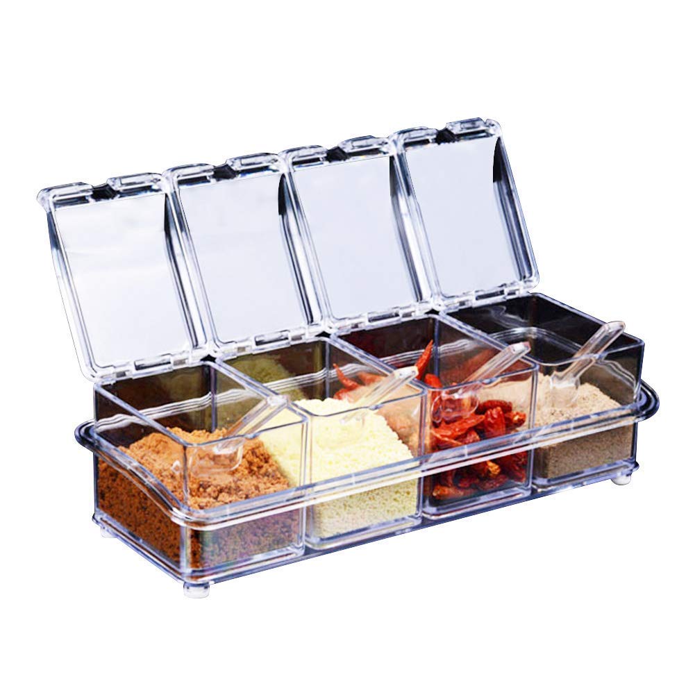 Set Mit 4 Durchsichtigen Gläsern Für Salz Und Gewürze, Aufbewahrungsbehälter Für Küchengewürze