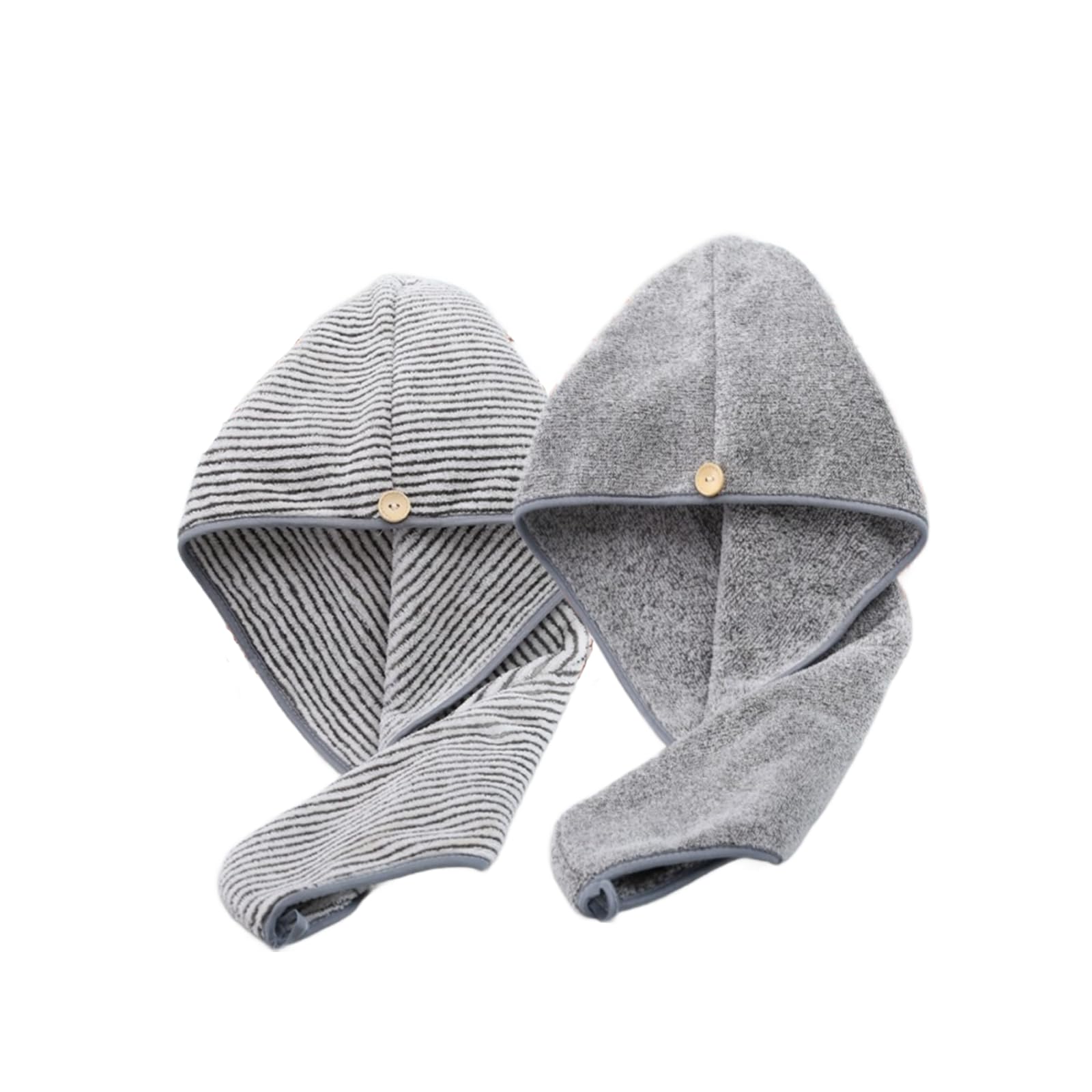 Set Mit 2 Mikrofaser-turbanhandtüchern Für Nasses Haar, Schnelltrocknend