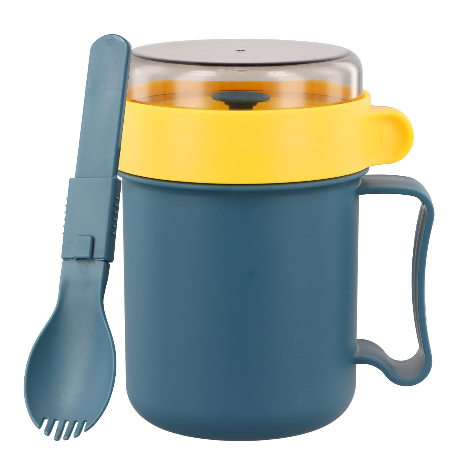 500-ml-müslibecher, Müslischale Zum Mitnehmen, Joghurtbecher Mit Deckel, Lebensmittelbehälter (blau)