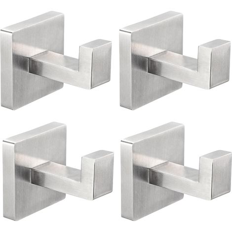 Robuste Handtuchhaken Aus Edelstahl, Quadratische Wandhaken Für Bademäntel, Set Mit Zwei Stück, Lackiert Oder Gebürstet.