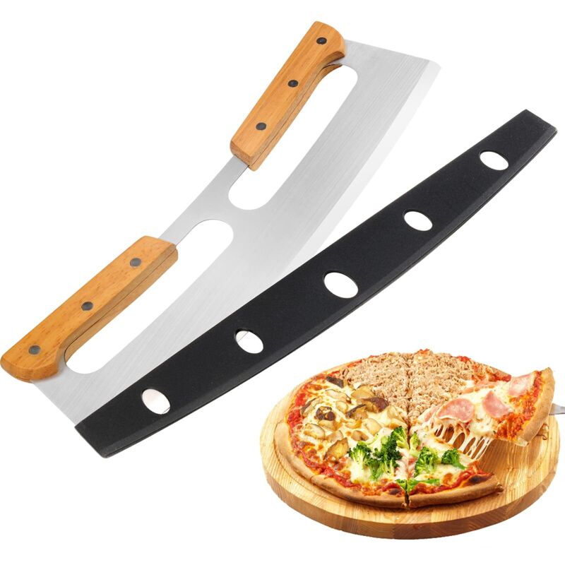 Pizzaschneider Mit Holzgriff Und Schutzkappe, 35,5 Cm (14 Zoll) Lange, Scharfe Edelstahlklinge