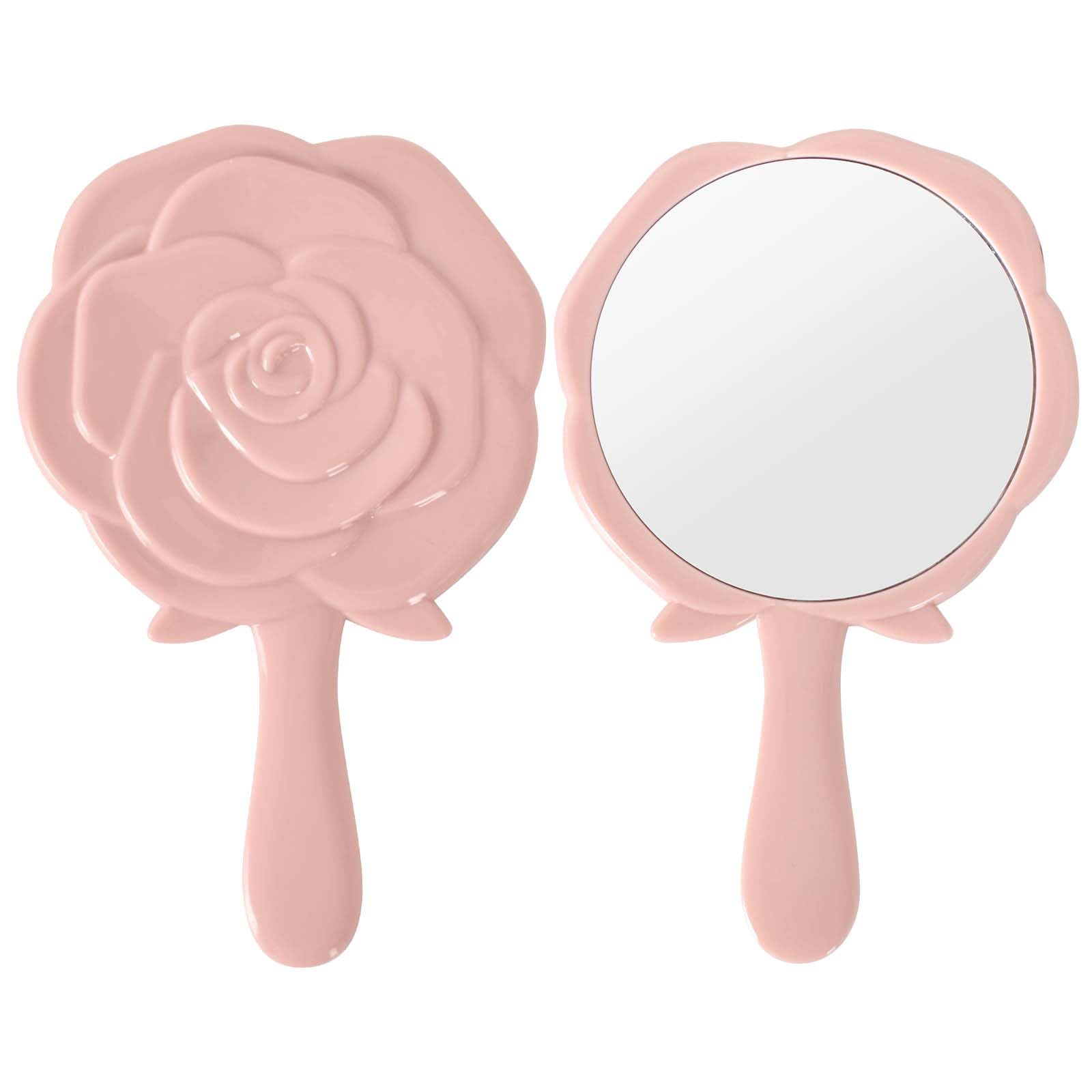 Rosa Taschenspiegel - Tragbar Mit Griff, Ideal Zum Schminken, Zu Hause Und Auf Reisen.