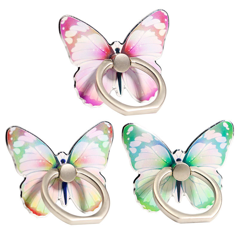 3-ring-handyhalterung, Niedliches Schmetterlingsdesign, Metallic-lackierung, 360°-drehung, Handyständer, Ring-handyhalterung – Ausführung 2