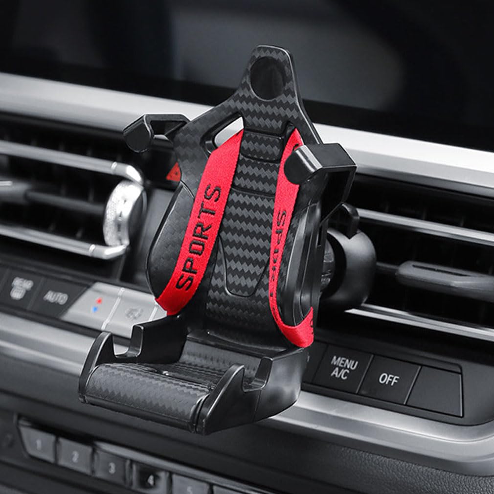 Schalensitz Mit Sicherheitsgurt, Handyhalterung Fürs Auto, Neue Lüftungshalterung 2024, 360° Drehbare Universal-autohalterung (rot)