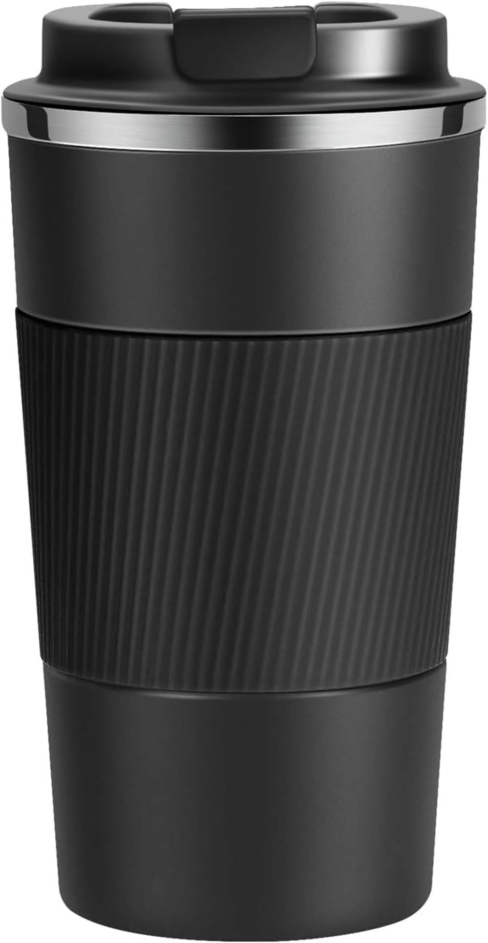 Isolierter Reisebecher Aus Edelstahl, Auslaufsicher, Bpa-frei, Thermobecher (500 Ml, Schwarz)