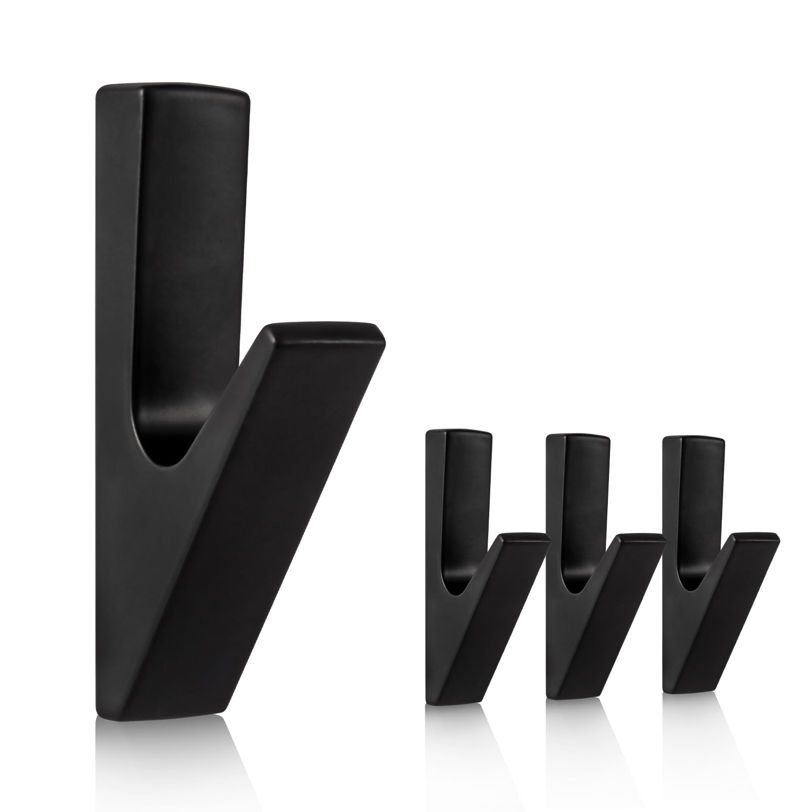 Siam Aluminium-wandhaken, 4er-set Haken Für Handtücher, Wandhaken Für Kleidung, Jacken, Dusche, Bademäntel, Hüte Und Handtücher (matt Schwarz).