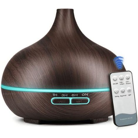 500-ml-ultraschall-luftbefeuchter Für Ätherische Öle, Schwarz, Geräuscharm Mit Fernbedienung, 7-farbige Led-beleuchtung, Aromatherapie