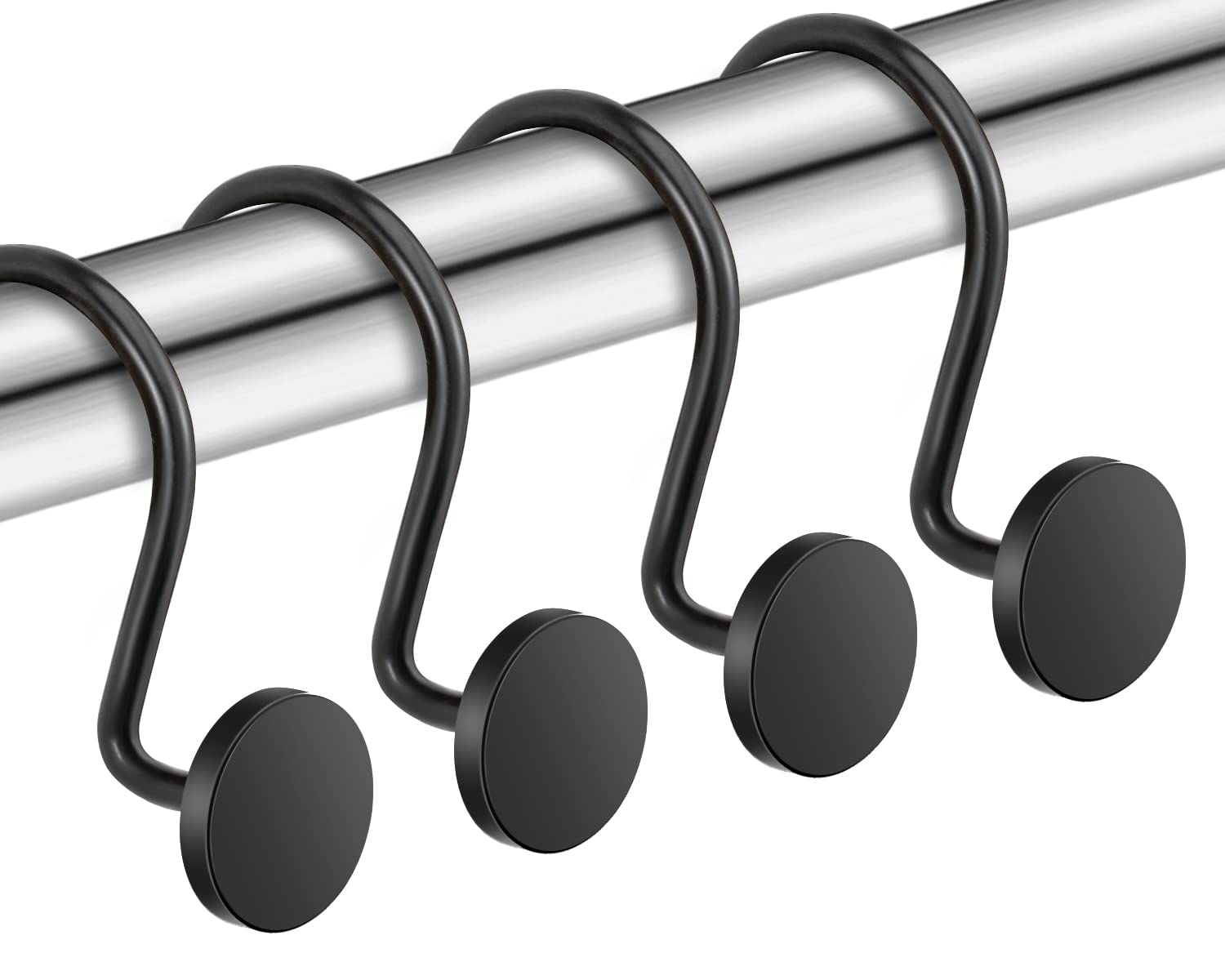 Schwarze Duschvorhanghaken, 12er-set, Duschvorhangringe Aus Metall, Modernes Dekoratives Design.