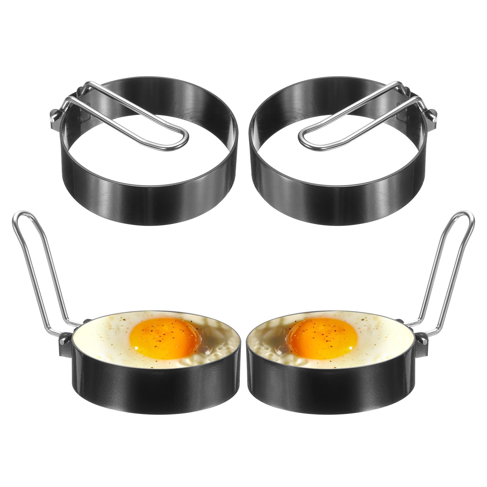 Set Mit 4 Eierringen, 7,6 Cm (3 Zoll) Antihaftbeschichteter Crêpe-ring Aus Edelstahl.