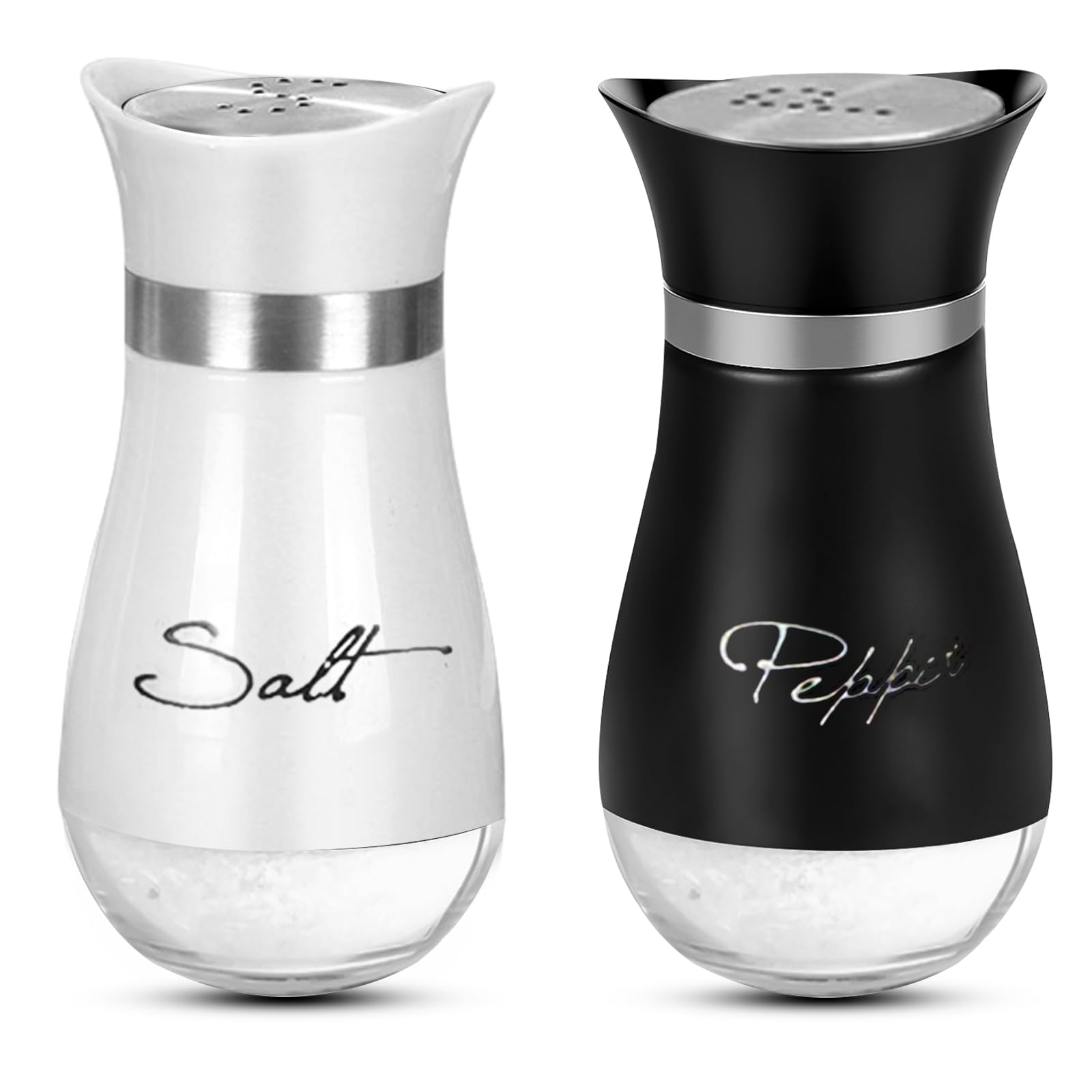 Salz- Und Pfefferstreuer Aus Glas Mit Edelstahldeckel, Gewürzmühle Für Küche, Tisch Und Grill.