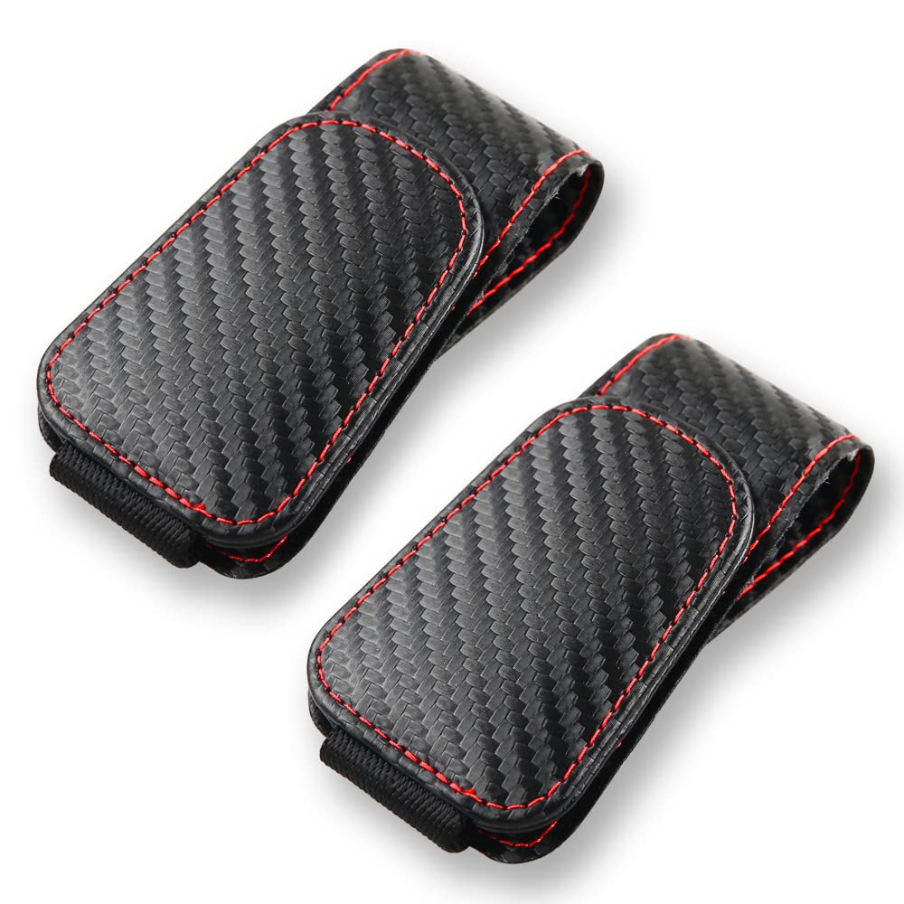 Ein Set Aus 2 Auto-sonnenbrillenclips, Magnetischer Sonnenbrillenhalter Aus Leder (schwarze Kohlefaser).
