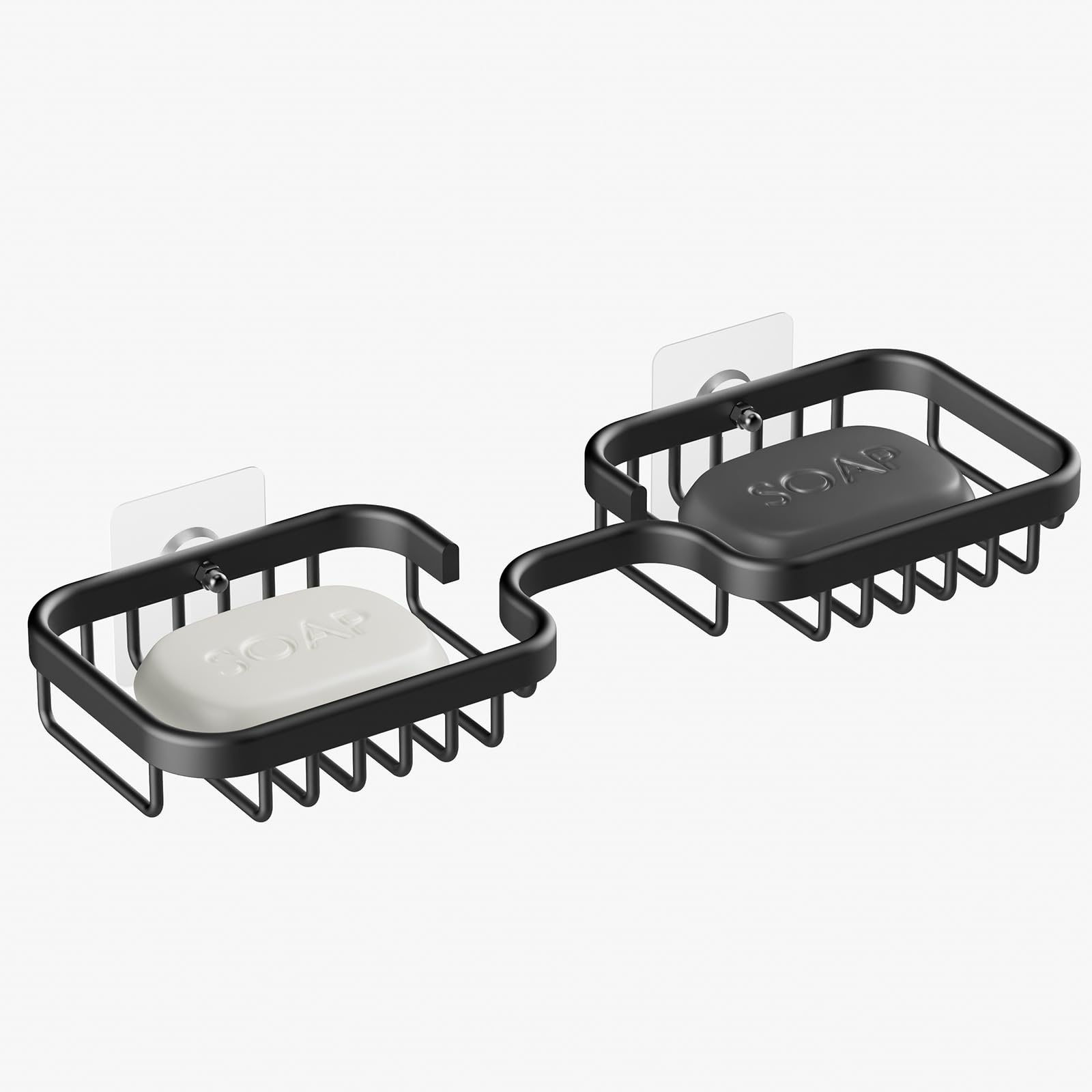 Set Aus 2 Wandmontierten Seifenschalen Für Dusche, Badezimmer, Küchenschwammhalter Aus Rostfreiem Aluminium, Quadratisch (schwarz)