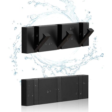 Set Mit 2 Wasserdichten Badezimmer-handtuchhaken, Schwarze Klapphaken, Wandhandtuchhaken