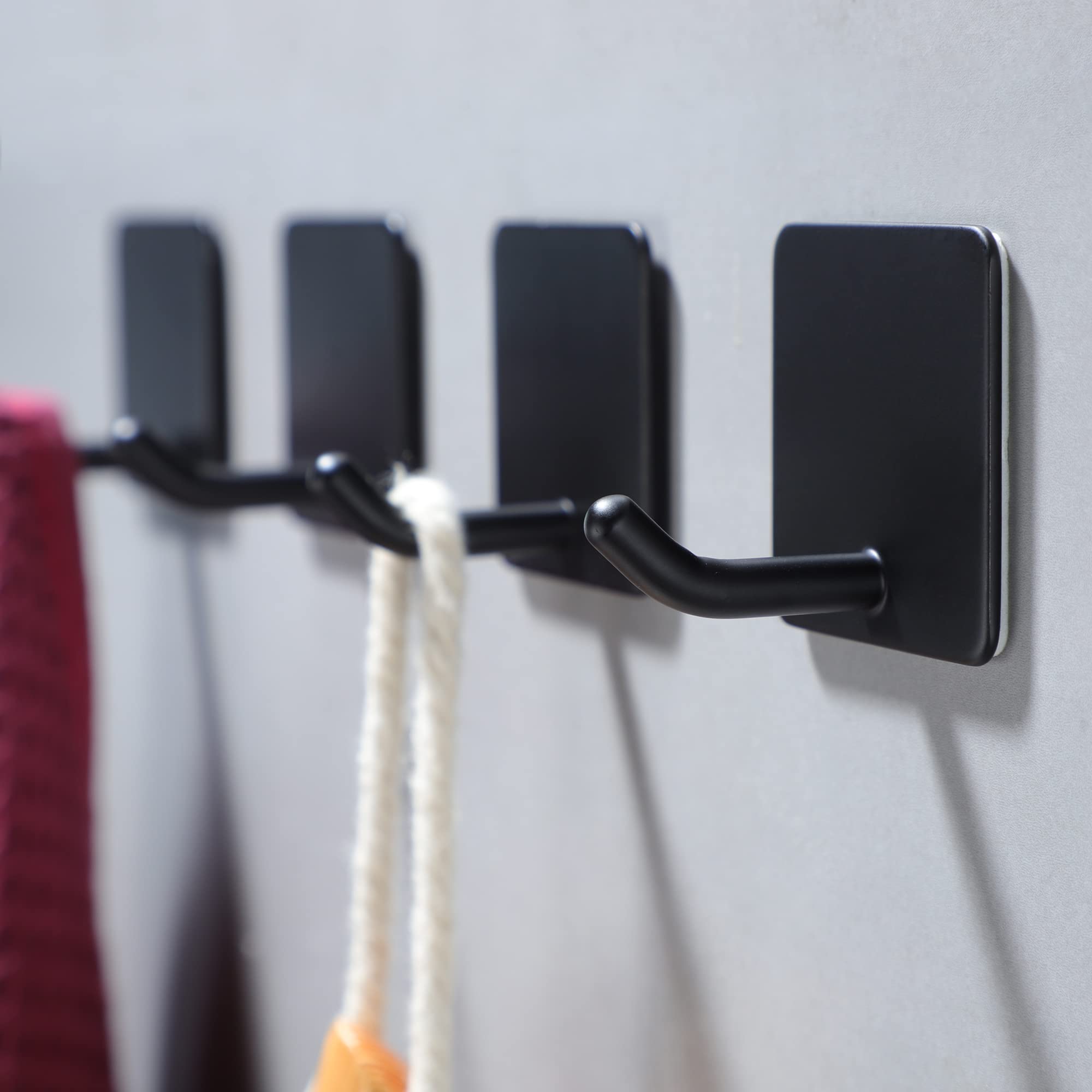 Selbstklebende Handtuchhaken – 4er-set Zum Aufhängen Von Bademänteln, Jacken Und Anderen Wandaccessoires. Edelstahl, Mattschwarz.