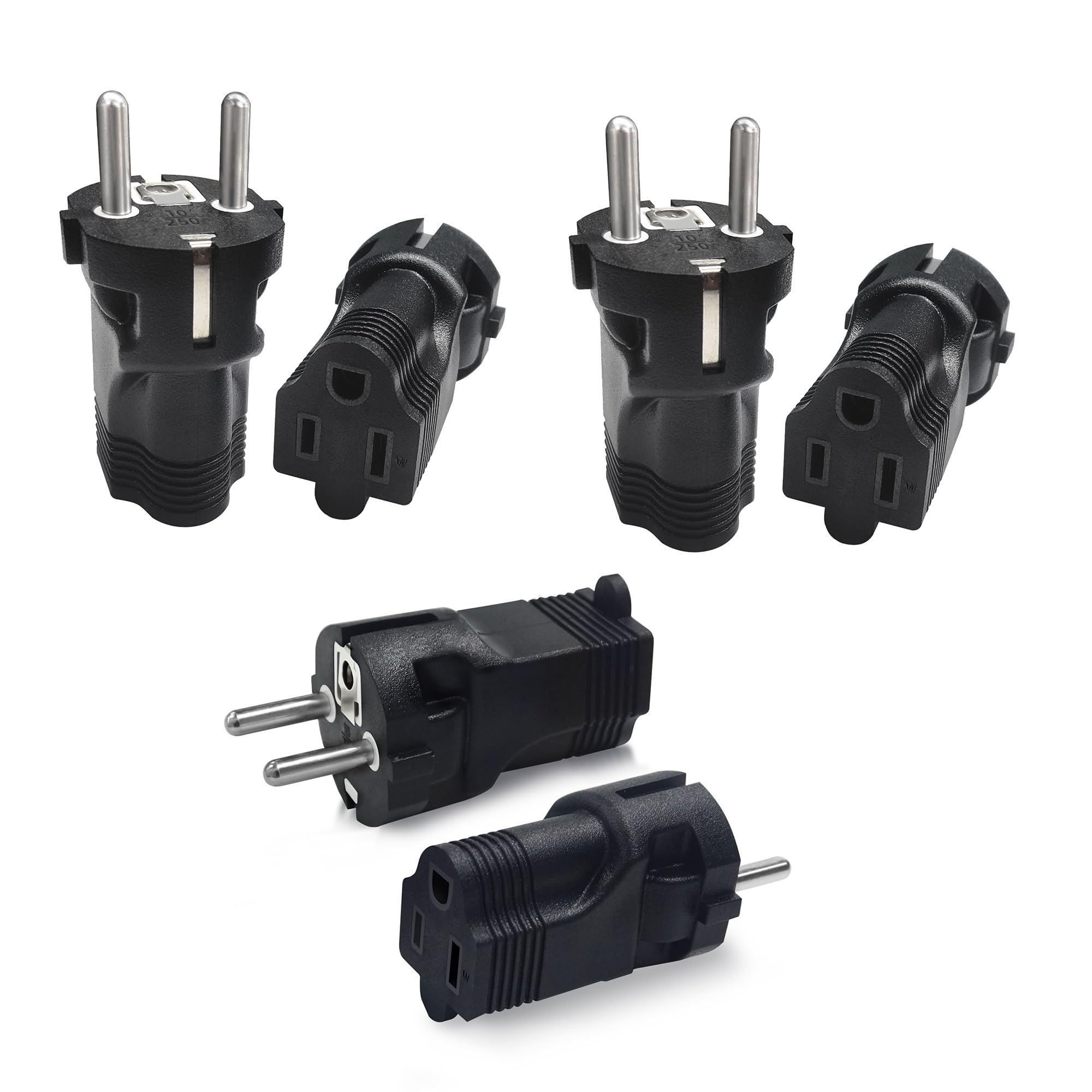 Reiseadapter Typ E/f (deutschland/europa) – Internationaler Stecker Mit 2 Ausgängen – Frankreich (6er-pack)