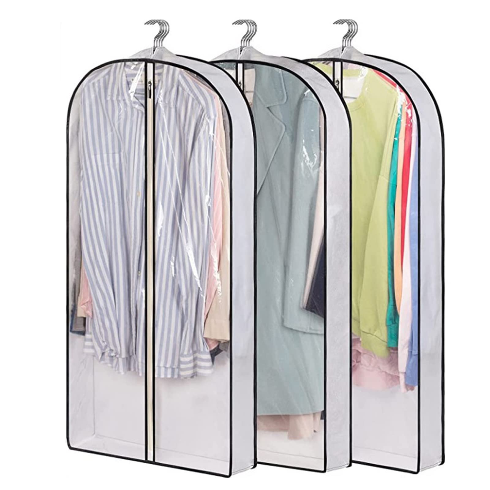 Transparente Aufbewahrungstasche Für Hängende Kleidung, 40 Zoll, Mit 4-zoll-seitenstützen (3-teiliges Set)