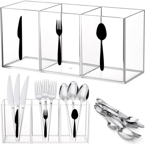 Besteckaufbewahrungsboxen, Besteckkörbe, Ablageflächen Für Die Arbeitsplatte, Messer Und Löffel (transparent)