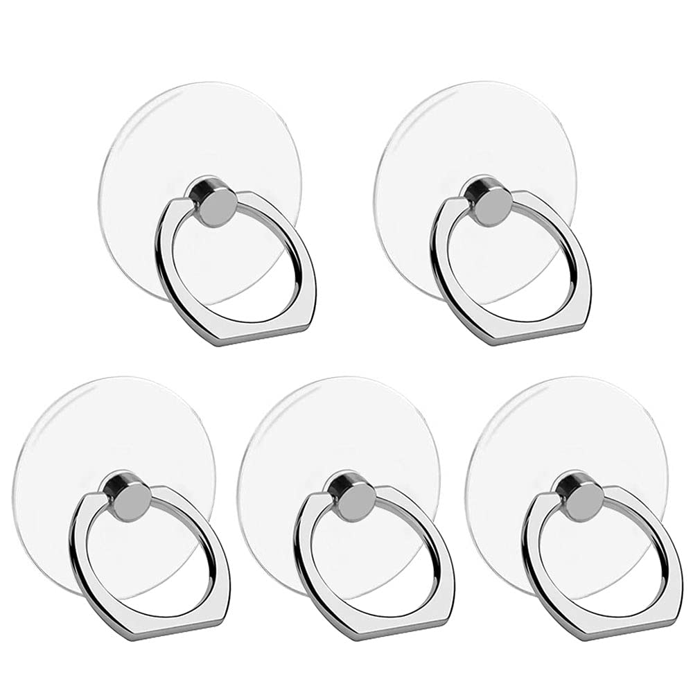 Packung Mit 5 Transparenten Handyring-schutzhüllen Mit Um 360° Drehbaren Fingerhaltern (rund).