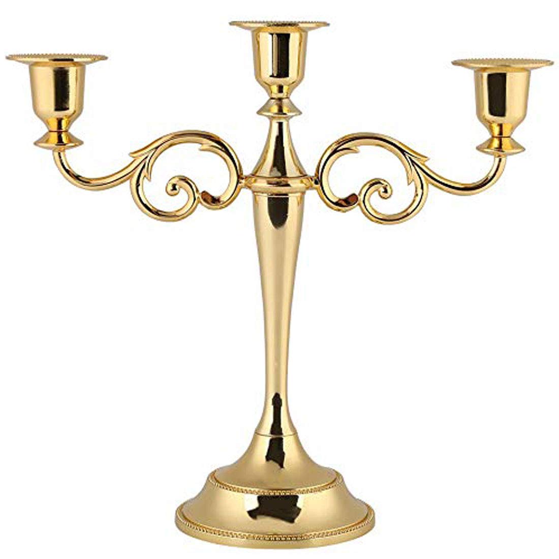 Hochzeitsleuchter, Kandelaber, Tischdekoration, Moderner Dreiarmiger Kandelaber, Gold.