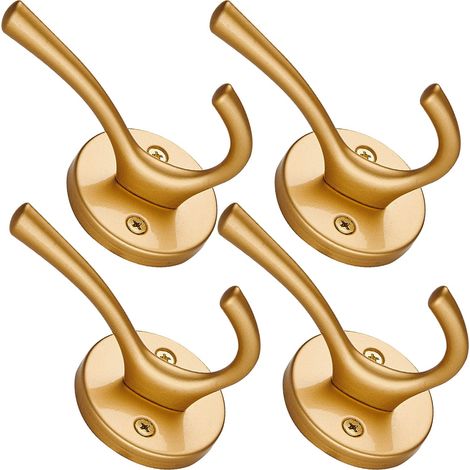 Wandhaken – Komplett Aus Metall Mit Gebürsteter Goldoberfläche – Ideal Zum Aufhängen Von Bademänteln, Handtüchern, Taschen, Rucksäcken Und Hüten – Wandmontage (4er-set)