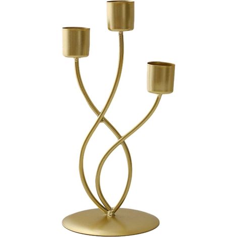 Set Aus Vergoldeten Messingkerzenständern, Konischem Metallkerzenständer, Vintage-säulenkerzenständer