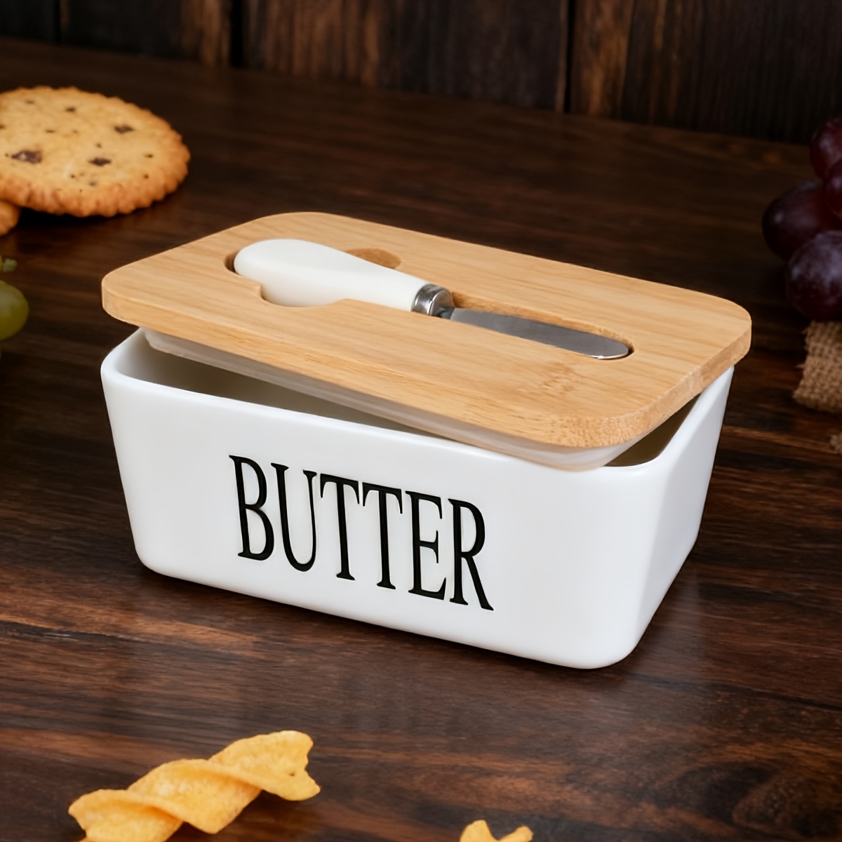1 Große, Luxuriöse Butterdose Mit Deckel – Keramik-butterdose Für Die Arbeitsplatte, Hochwertiger, Luftdichter Verschluss