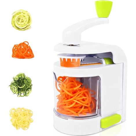 Gemüsespiralschneider, 4-in-1 Spiral-gemüseschneider, Mit Auffangschale, Bpa-frei, Spaghetti-, Zucchini-maschine Für Karotten