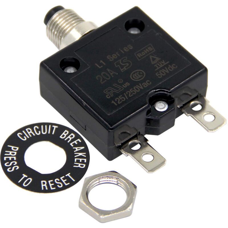[niemals Verwendet] 20-a-leistungsschalter Mit Optionalem Thermischen Rückstellschalter, 125-250 V Ac 50 V Dc Druckknopf-leistungsschalter Mit Stromüberlastschutz.