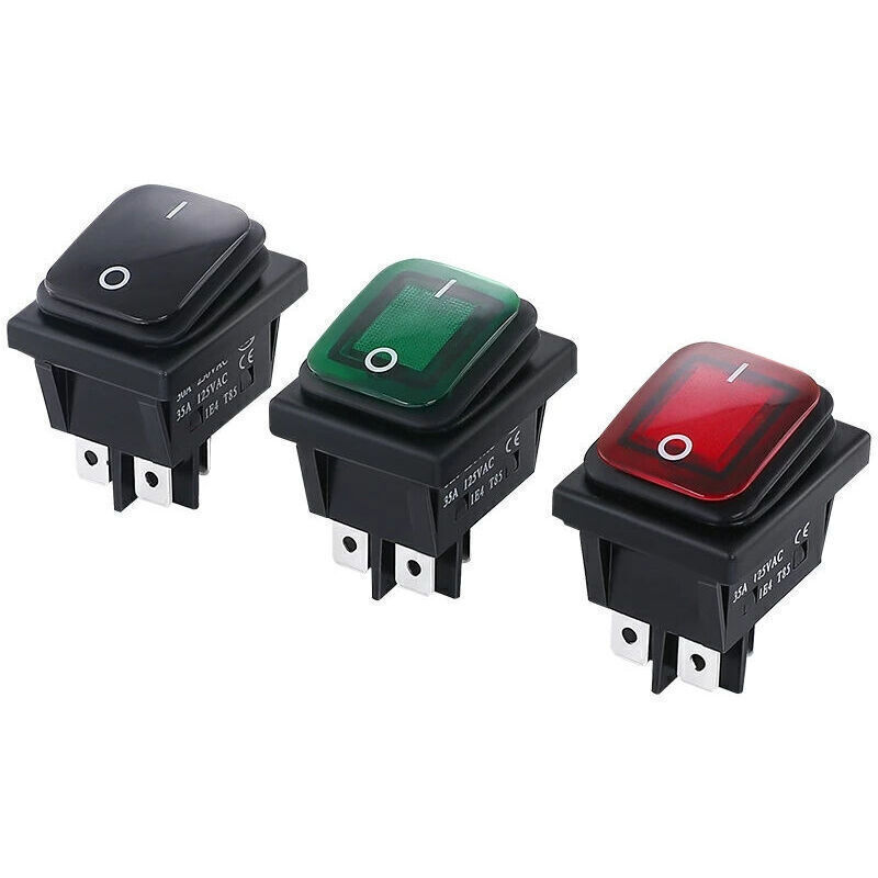[niemals Verwendet] Lampenschalter - 3 Stück Wasserdichter Ein/aus Dpst 4-poliger 2-positionen-wippschalter Mit Led-anzeige, 16a 250v Ac Für Auto, Lkw, Motorrad, Boot Kcd4--..