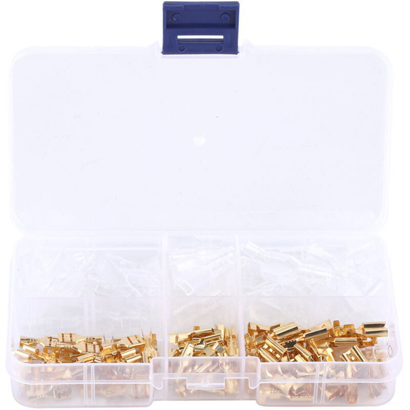 [niemals Verwendet] Satz Vergoldeter, Weiblicher Crimp-kabelverbinder Mit Schutzhülle, 2,8 Mm/4,8 Mm/6,3 Mm